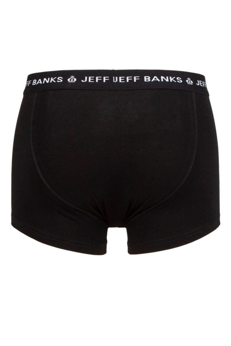 Jeff Banks 3 Pack Men’s Marlow Button Boxer Shorts – Black with Contrast Waistbands