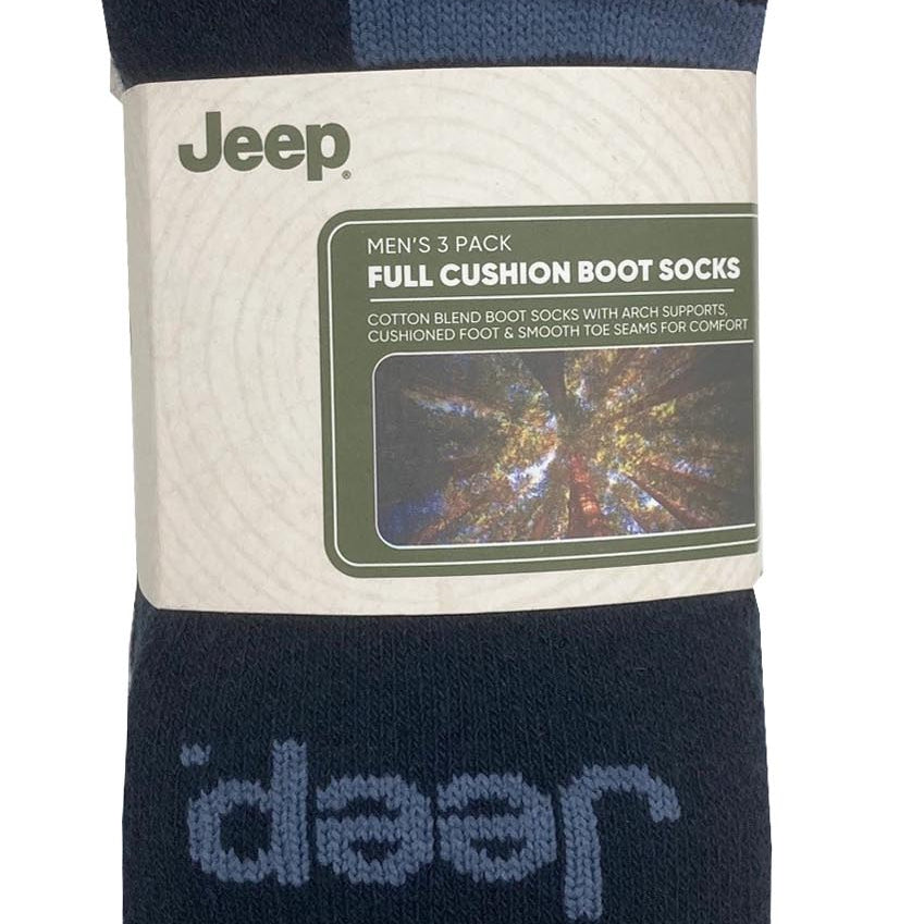 Jeep Mens Cotton Blend Boot Socks - 6-11 UK