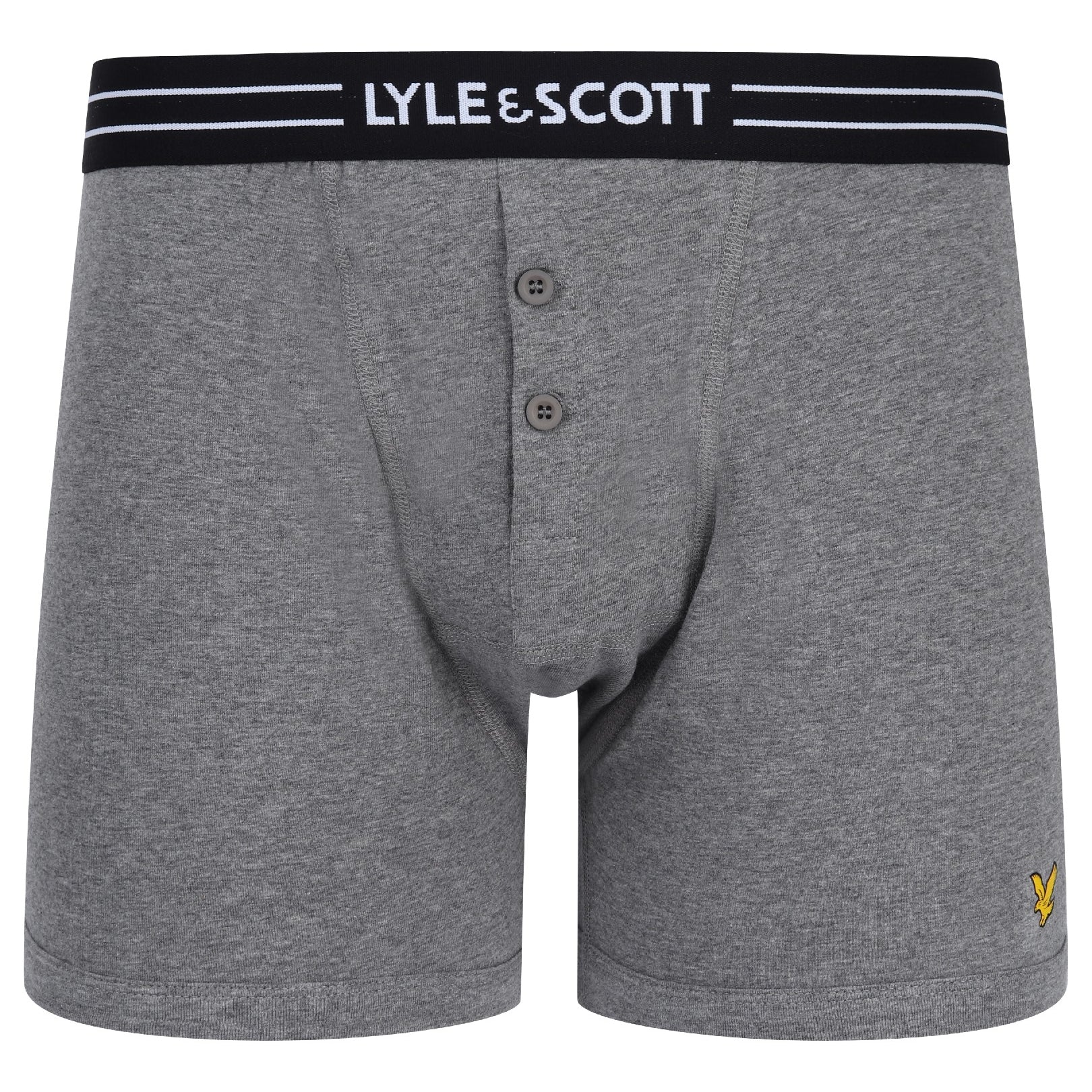Lyle & Scott 3 Pack Lewis Men's Button Fly Boxers - Black / Bright White / Grey Marl