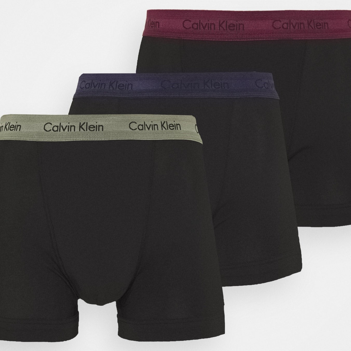 Calvin Klein 3 Pack Cotton Stretch Trunks Men's - Black WB Blue / Wild Fern / Raisin Torte