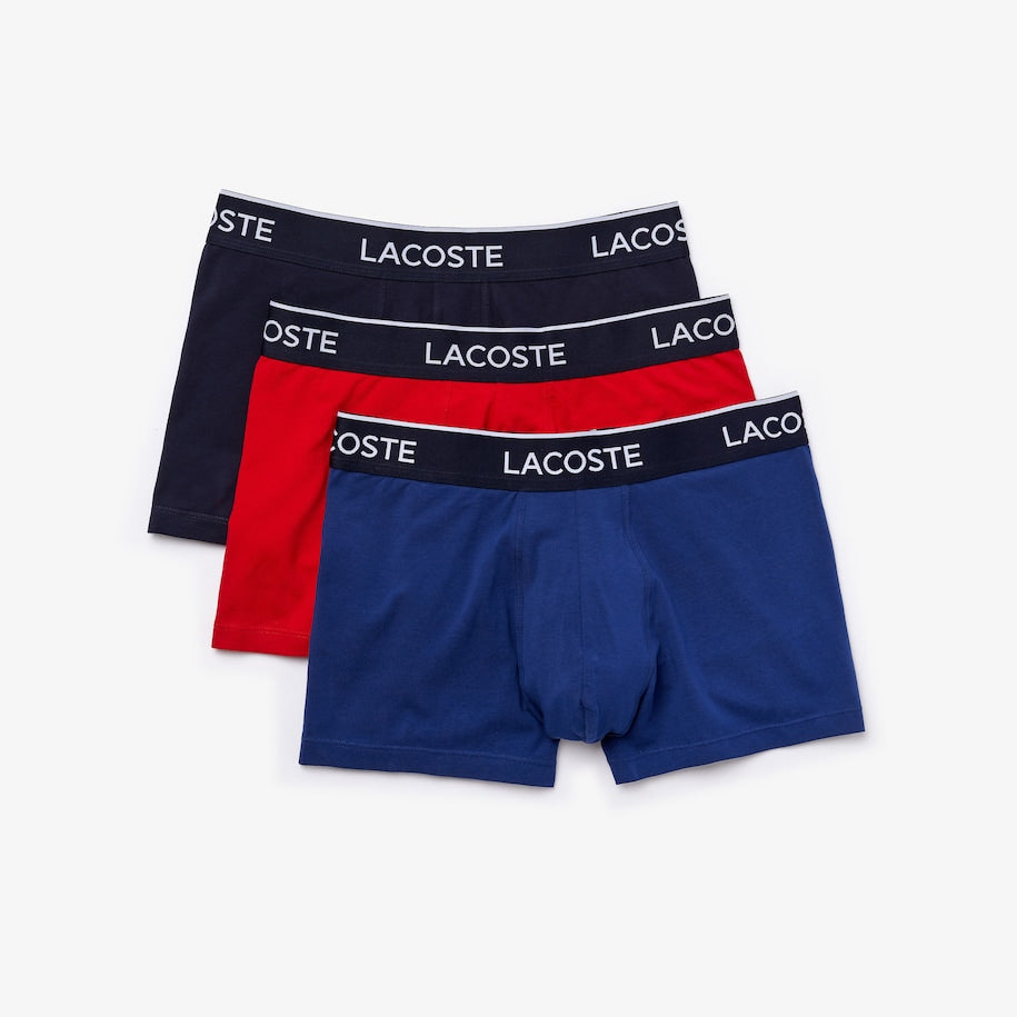 Lacoste Plain Boxer 3 Pack Red, Navy and Blue