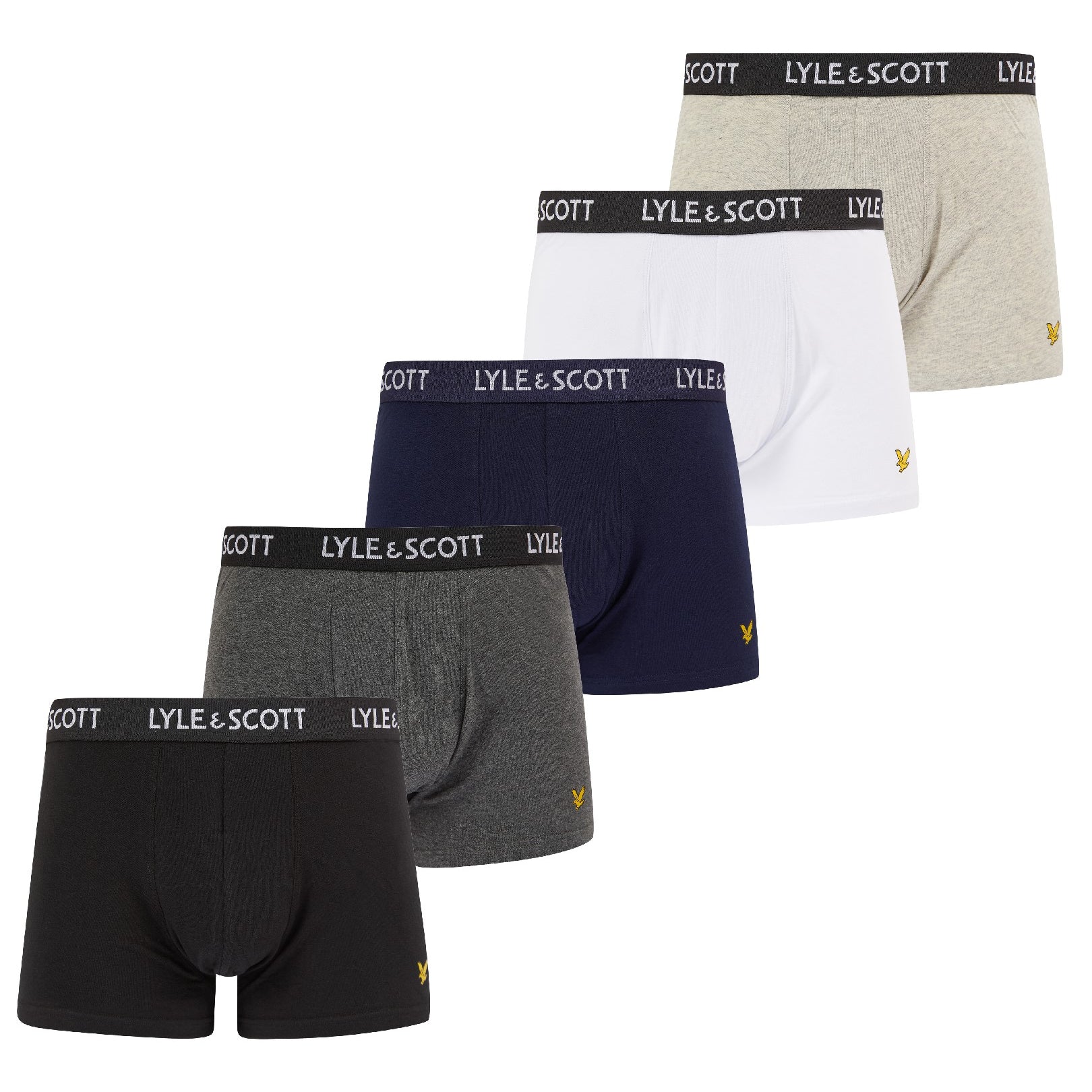 Lyle & Scott Men's - 5 Pack Trunks - Black/Grey/White/Charcoal