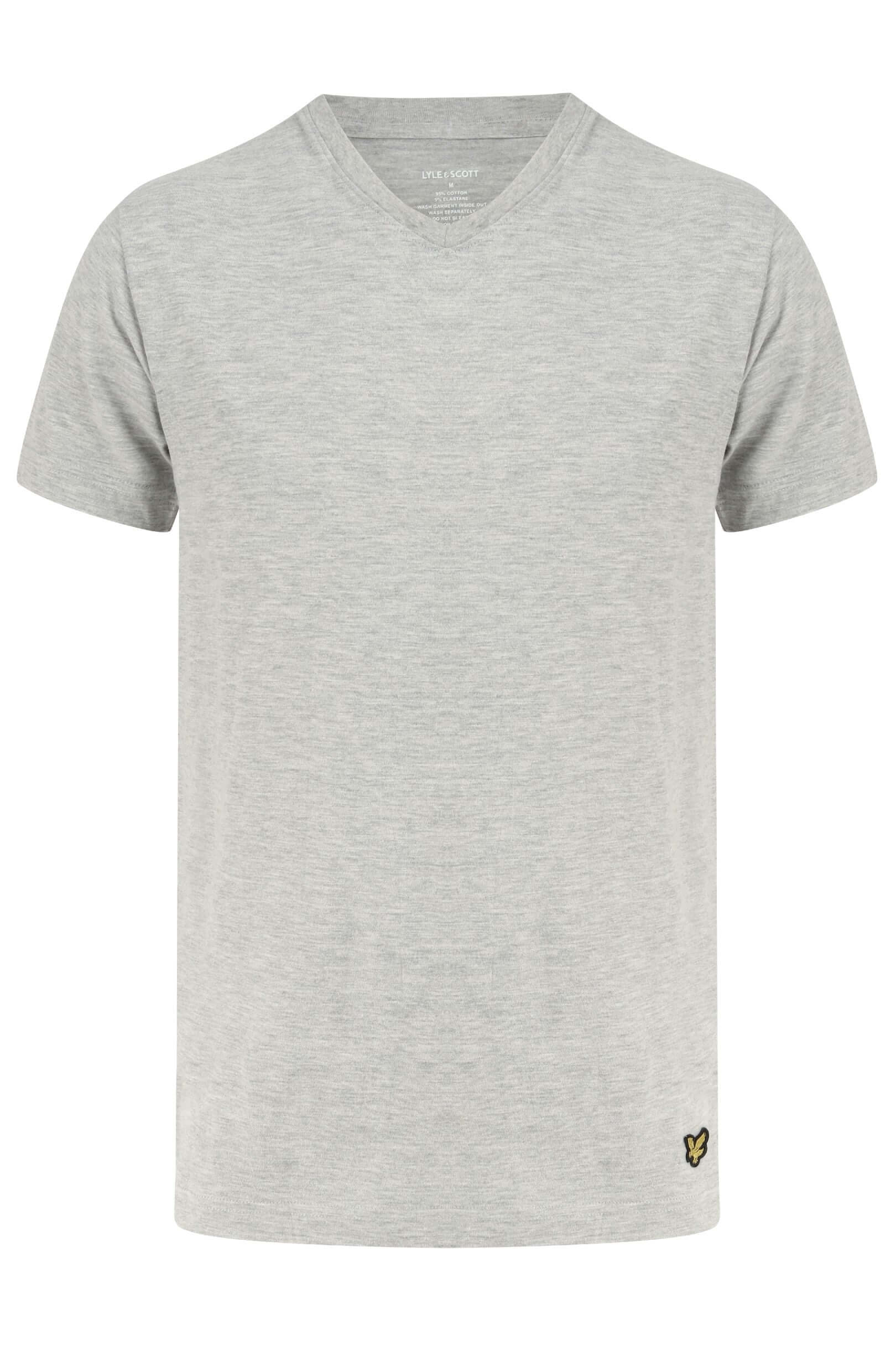 Lyle & Scott - 3 Pack V Neck Loungewear Cotton T Shirts - Black/Grey/White