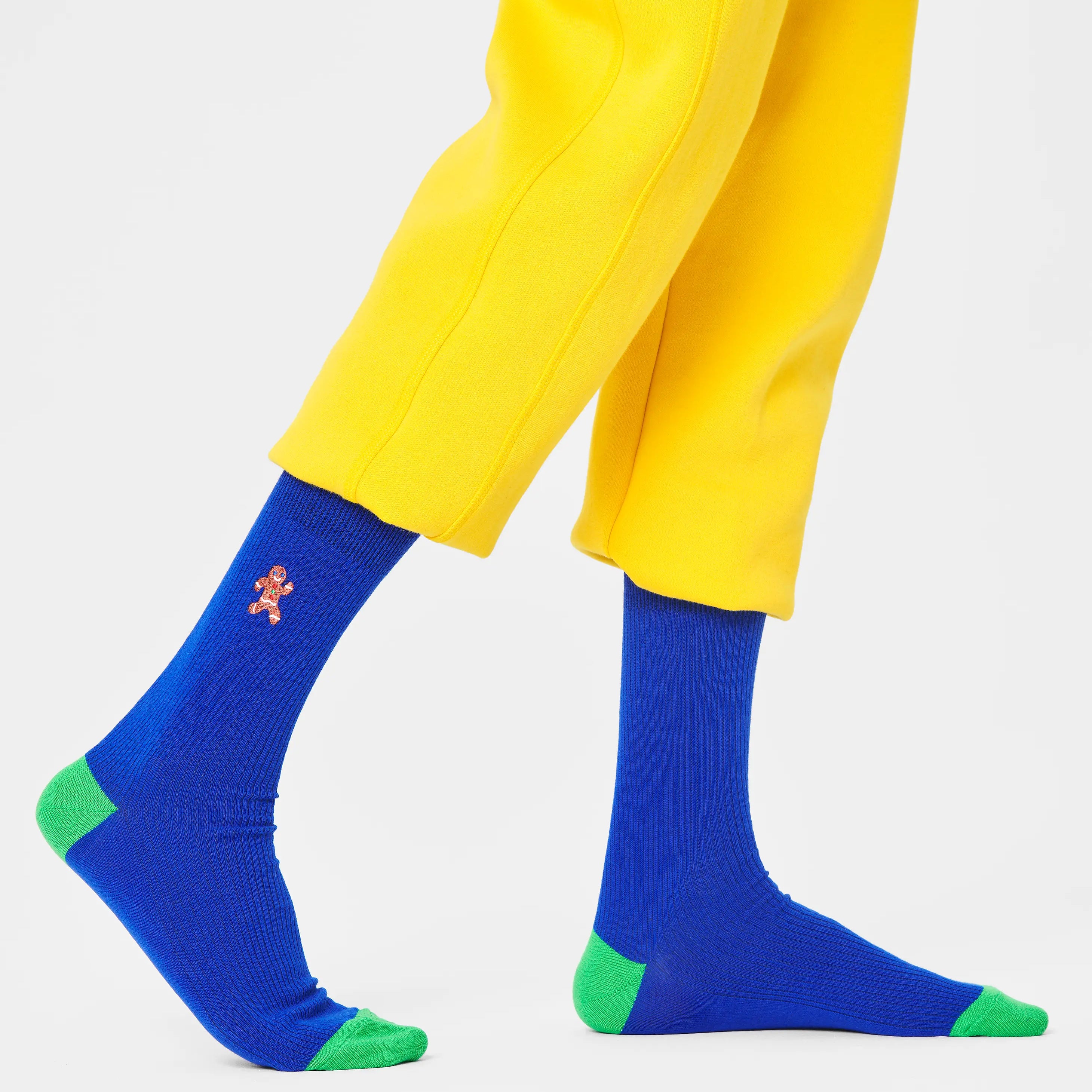 Ribbed Embroidery Gingerbread Man Crew Sock - Happy Socks