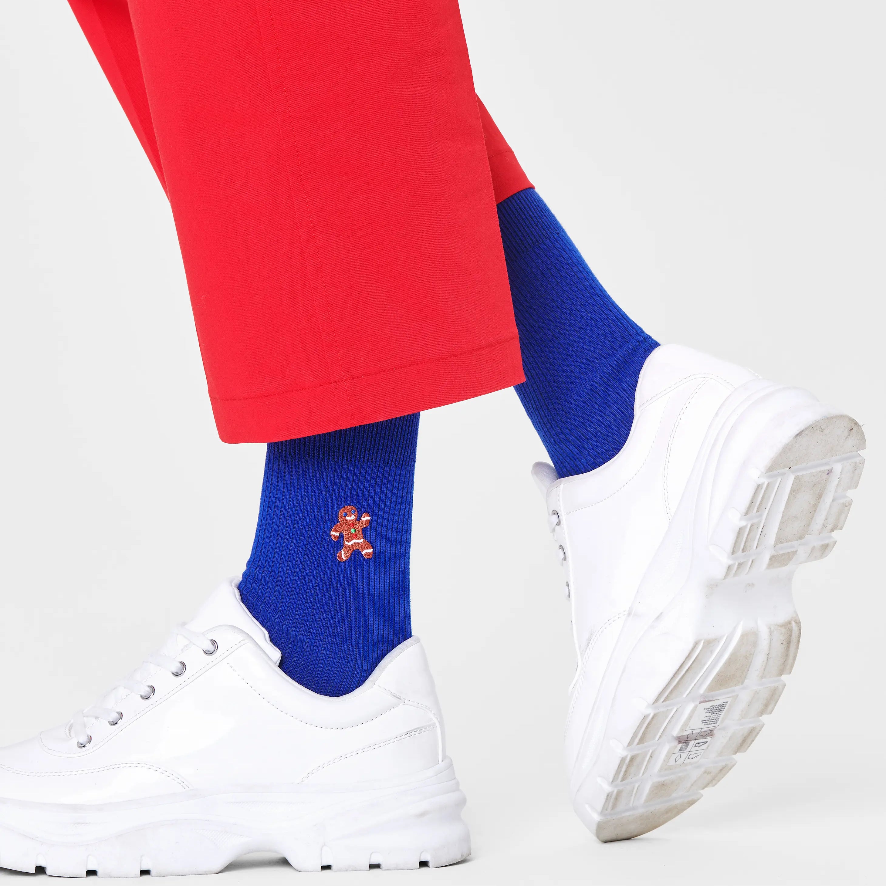Ribbed Embroidery Gingerbread Man Crew Sock - Happy Socks