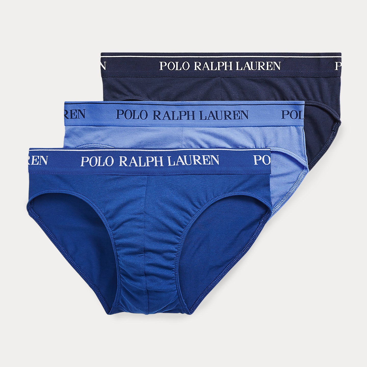 Polo Ralph Lauren Underwear 3-Pack Low Rise Stretch-Cotton Briefs -Navy/Sapphire/Blue