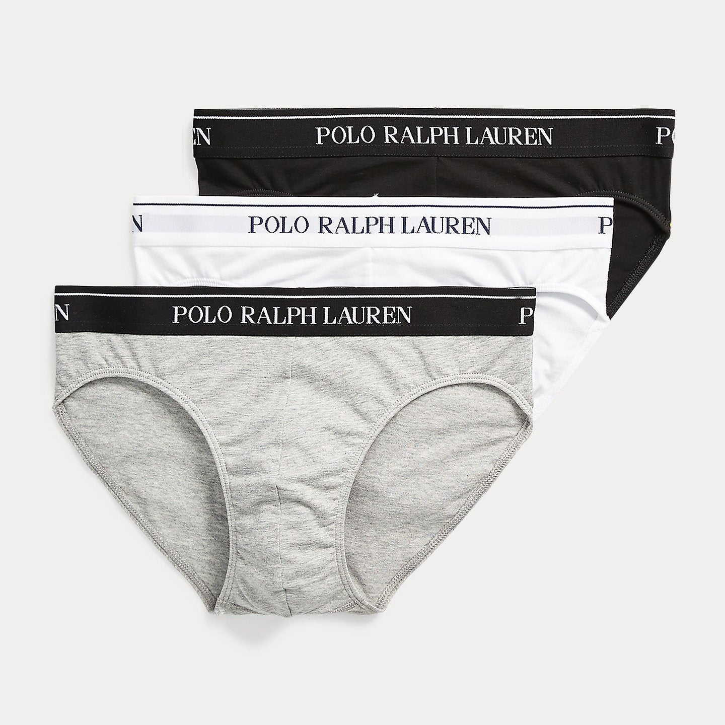 Polo Ralph Lauren 3-Pack Low Rise Stretch-Cotton Briefs - White/Black/Grey