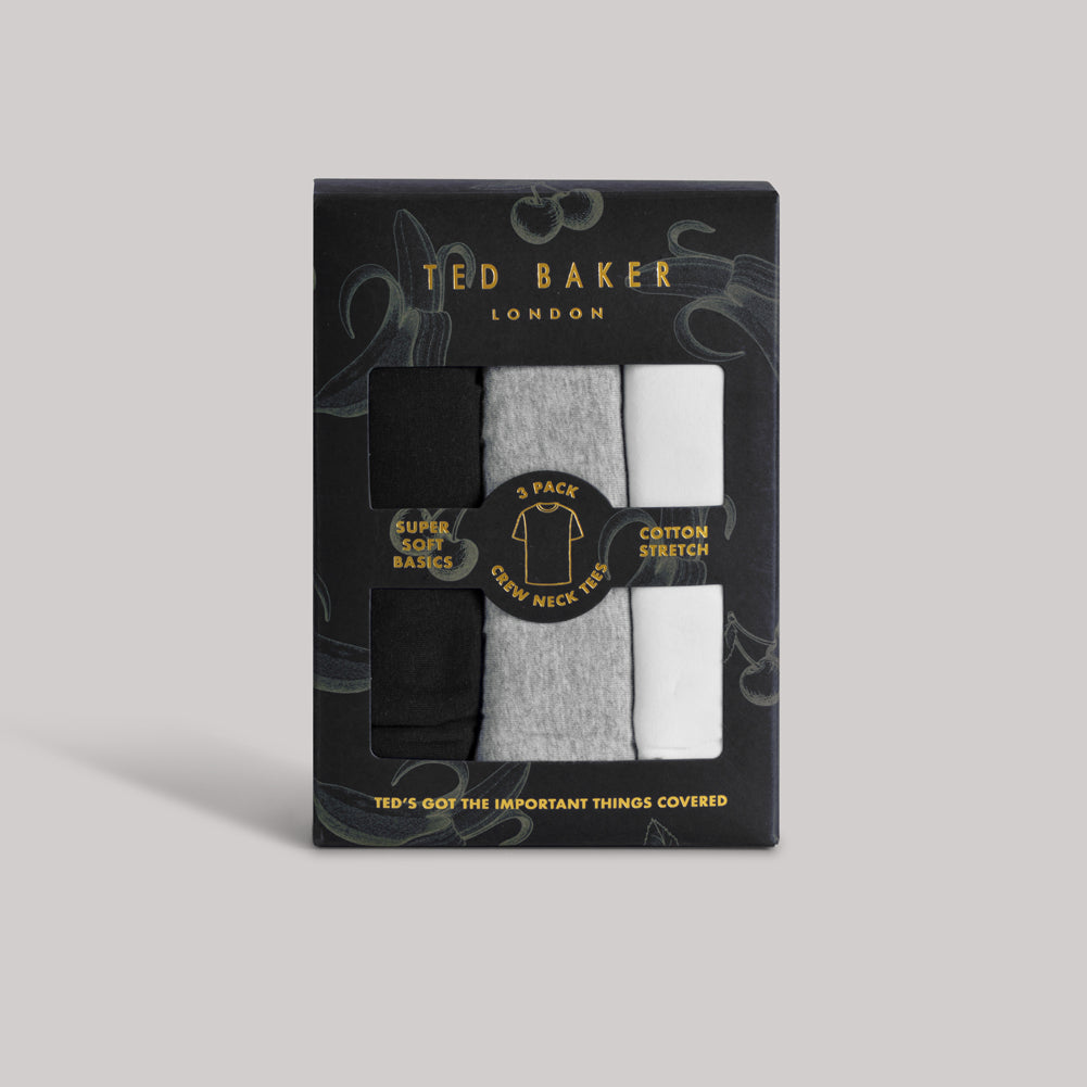 Ted Baker 3-Pack Lounge Crew Neck T-Shirts - Black / Grey / White