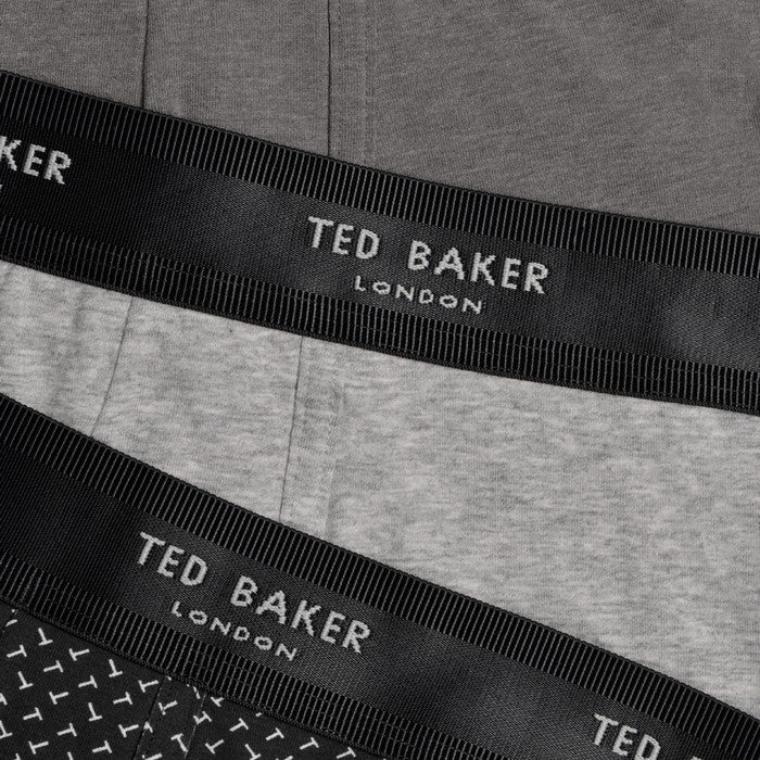 Ted Baker 3 Pack Cotton Stretch Fashion Trunks - Grey/Heather/T Repeat