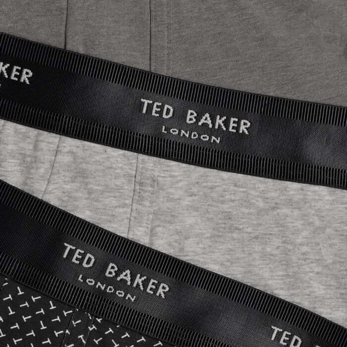 Ted Baker 3 Pack Cotton Stretch Fashion Trunks - Grey/Heather/T Repeat