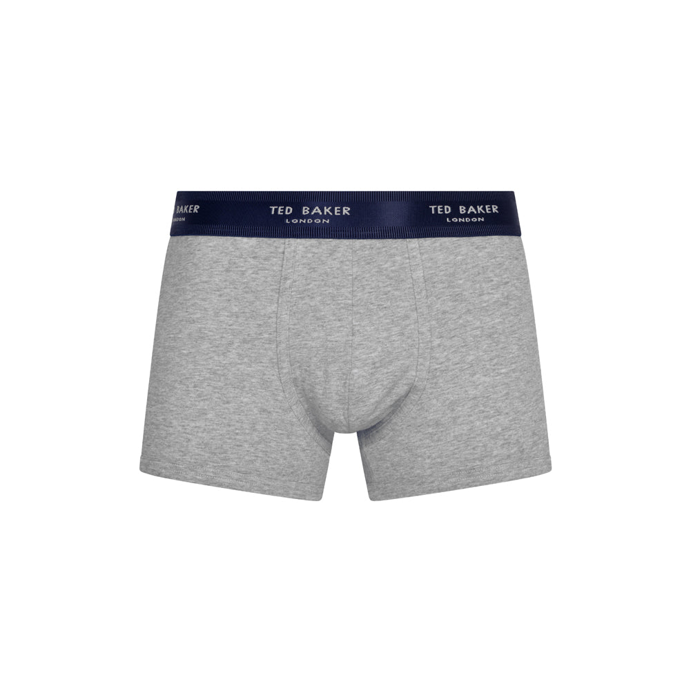 Ted Baker 3 Pack Cotton Stretch Fashion Trunks - Blue/Grey/Deimos Blue