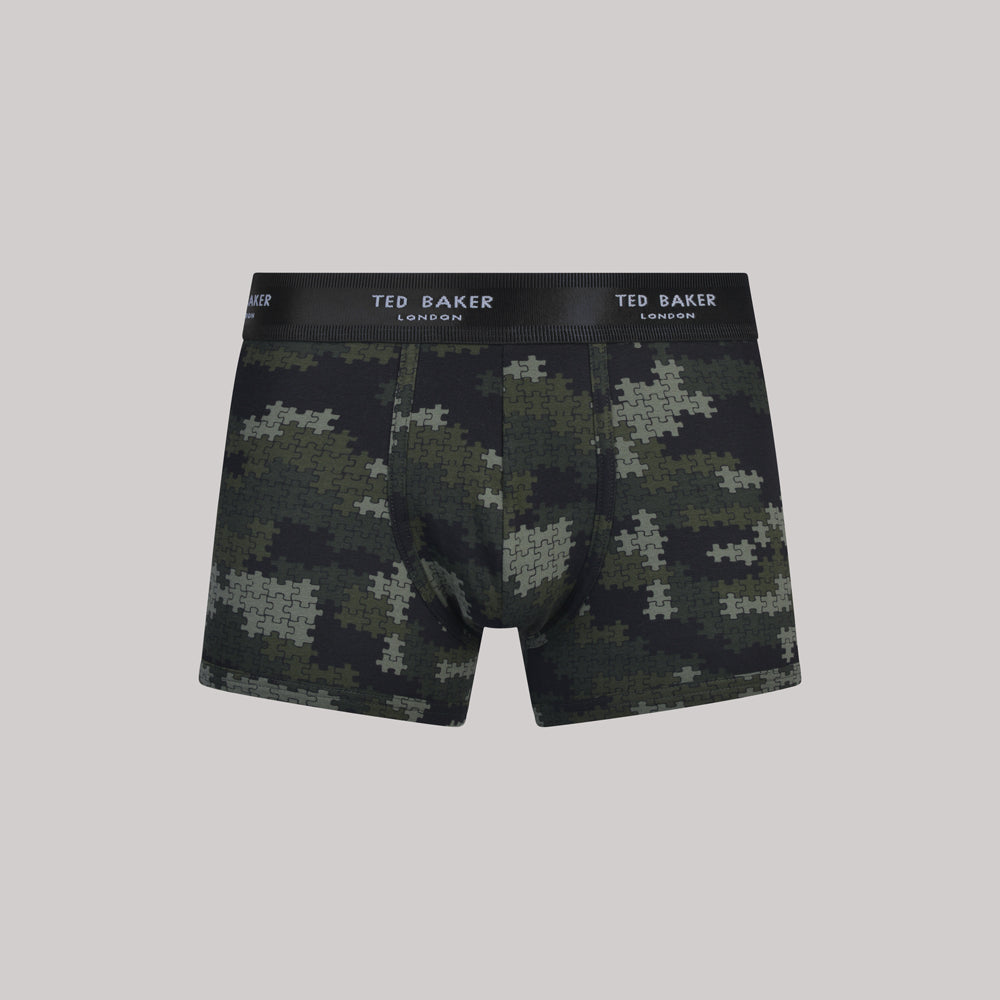 Ted Baker 3 Pack Cotton Stretch Fashion Trunks - Royal, Black, Jigsaw Camo