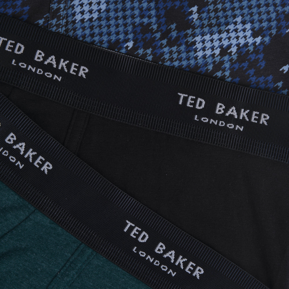 Ted Baker 3 Pack Cotton Stretch Fashion Trunks - Garden/Black/Houndstooth