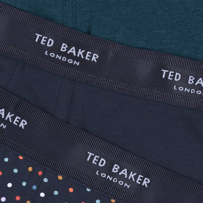 Ted Baker 3 Pack Cotton Stretch Boxer Briefs - Navy / Dotted Print