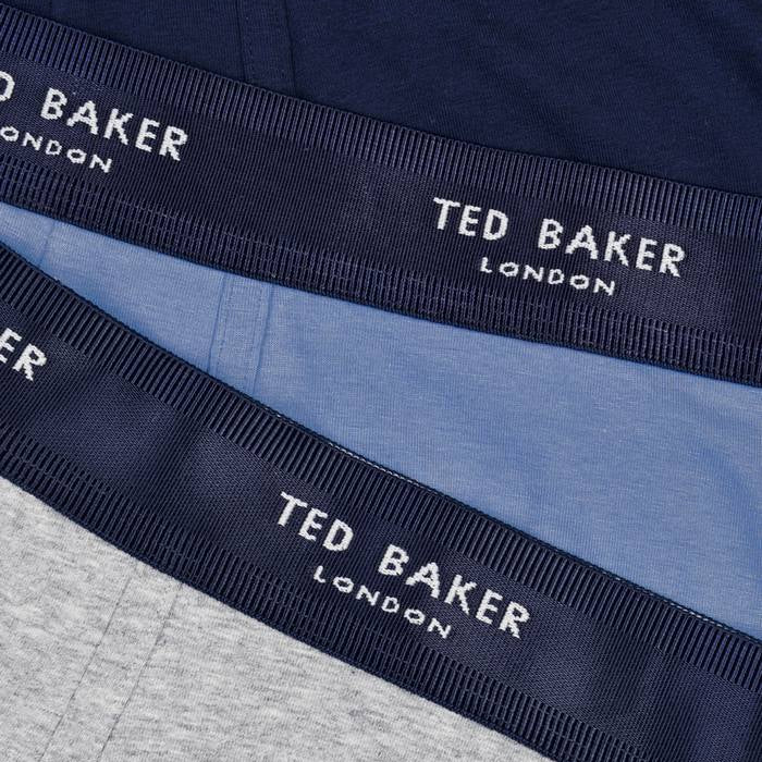 Ted Baker 3 Pack Cotton Stretch Plain Boxer Briefs - Grey / Navy / Blue