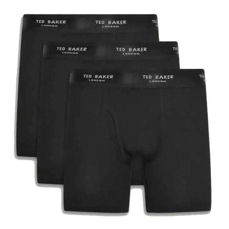 Ted Baker 3 Pack Cotton Stretch Solid Boxer Briefs - Black