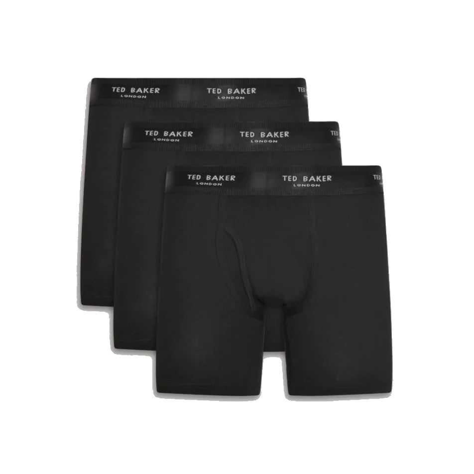 Ted Baker 3 Pack Cotton Stretch Solid Boxer Briefs - Black