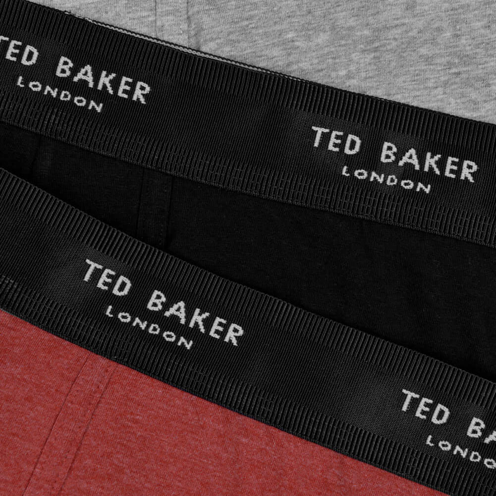 Ted Baker 3 Pack Fashion Cotton Stretch Solid Trunks - Black / Grey / Copper