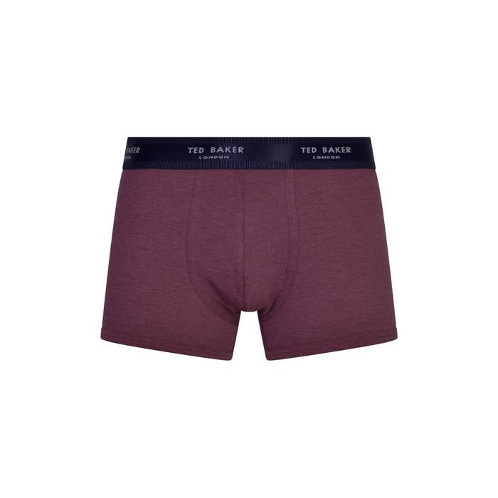 Ted Baker 3 Pack Fashion Cotton Stretch Solid Trunks - Burgundy / Blue / Teal