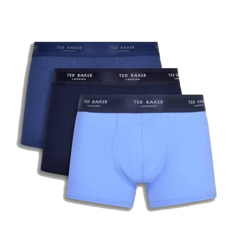 Ted Baker 3 Pack Fashion Cotton Stretch Trunks - Navy / Blue / Cobalt