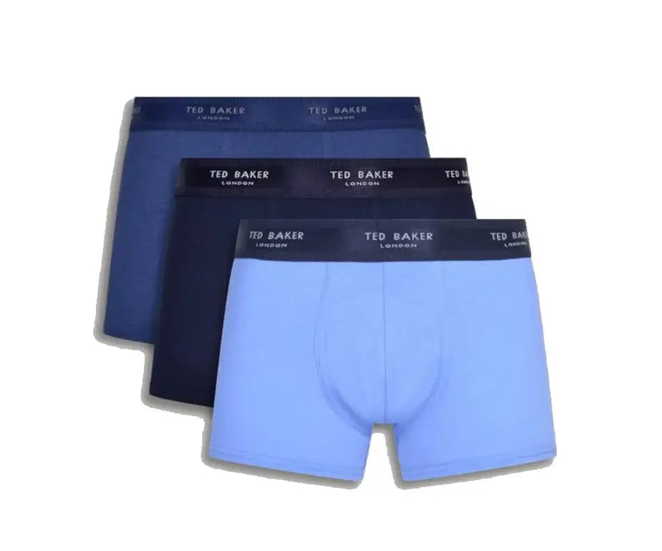 Ted Baker 3 Pack Fashion Cotton Stretch Trunks - Navy / Blue / Cobalt