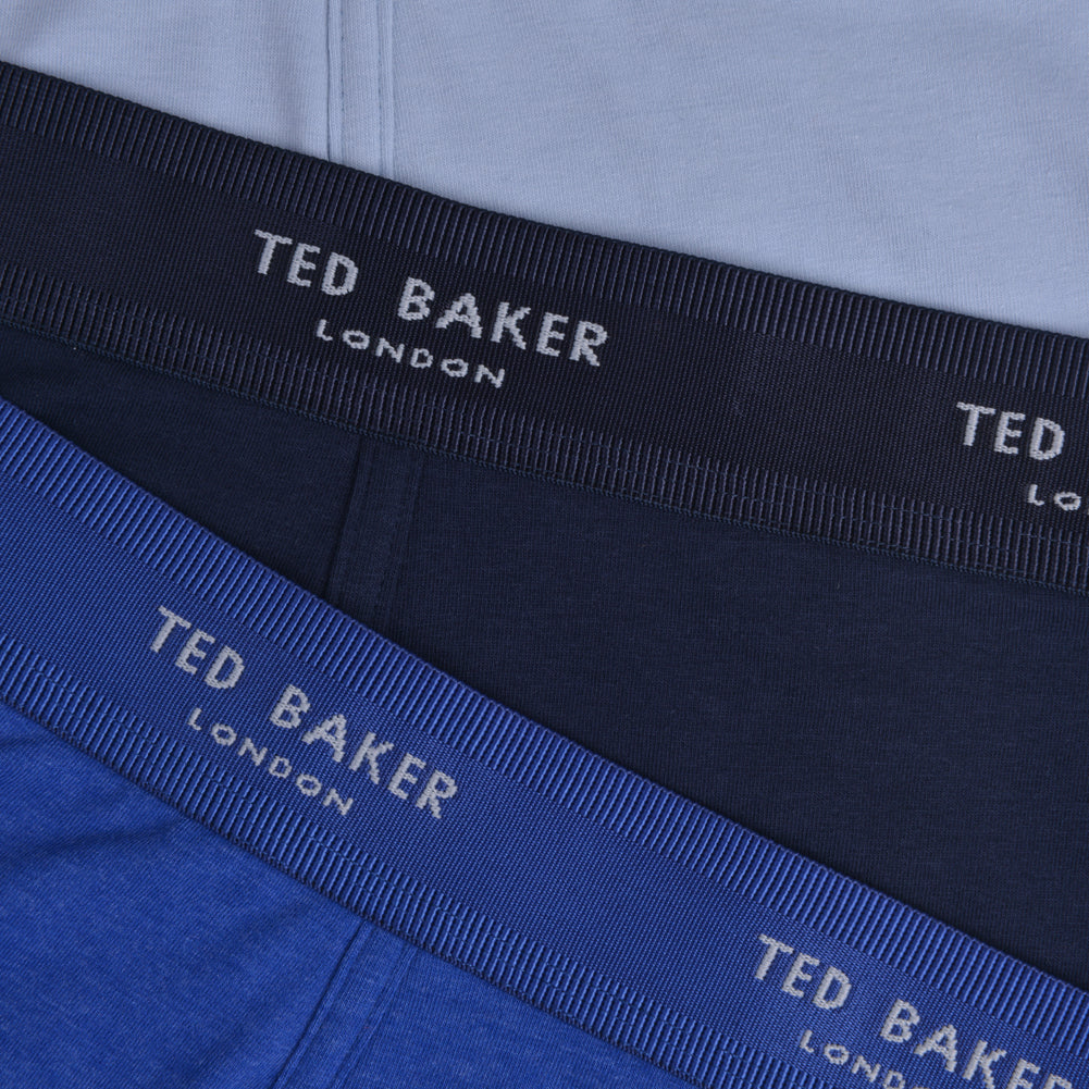 Ted Baker 3 Pack Cotton Stretch Fashion Trunks - Blue/Navy/Fog