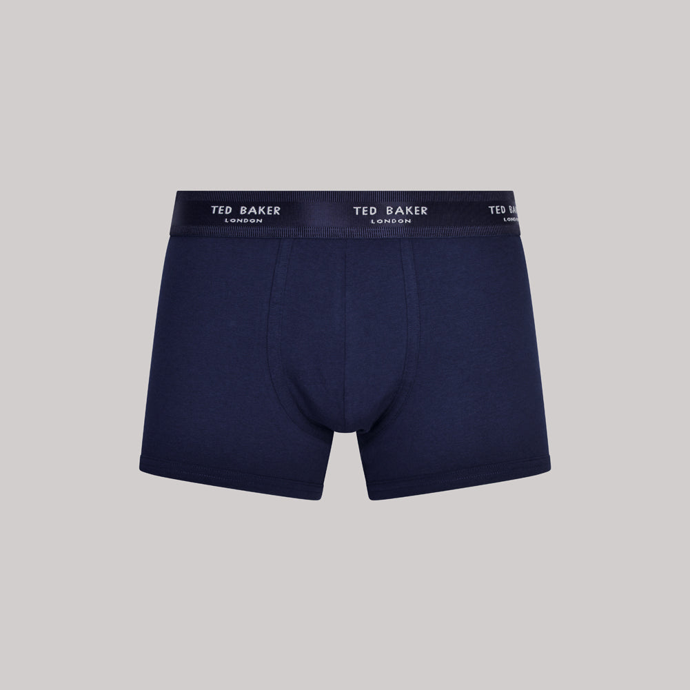 Ted Baker 3 Pack Cotton Stretch Fashion Trunks - Blue/Navy/Fog