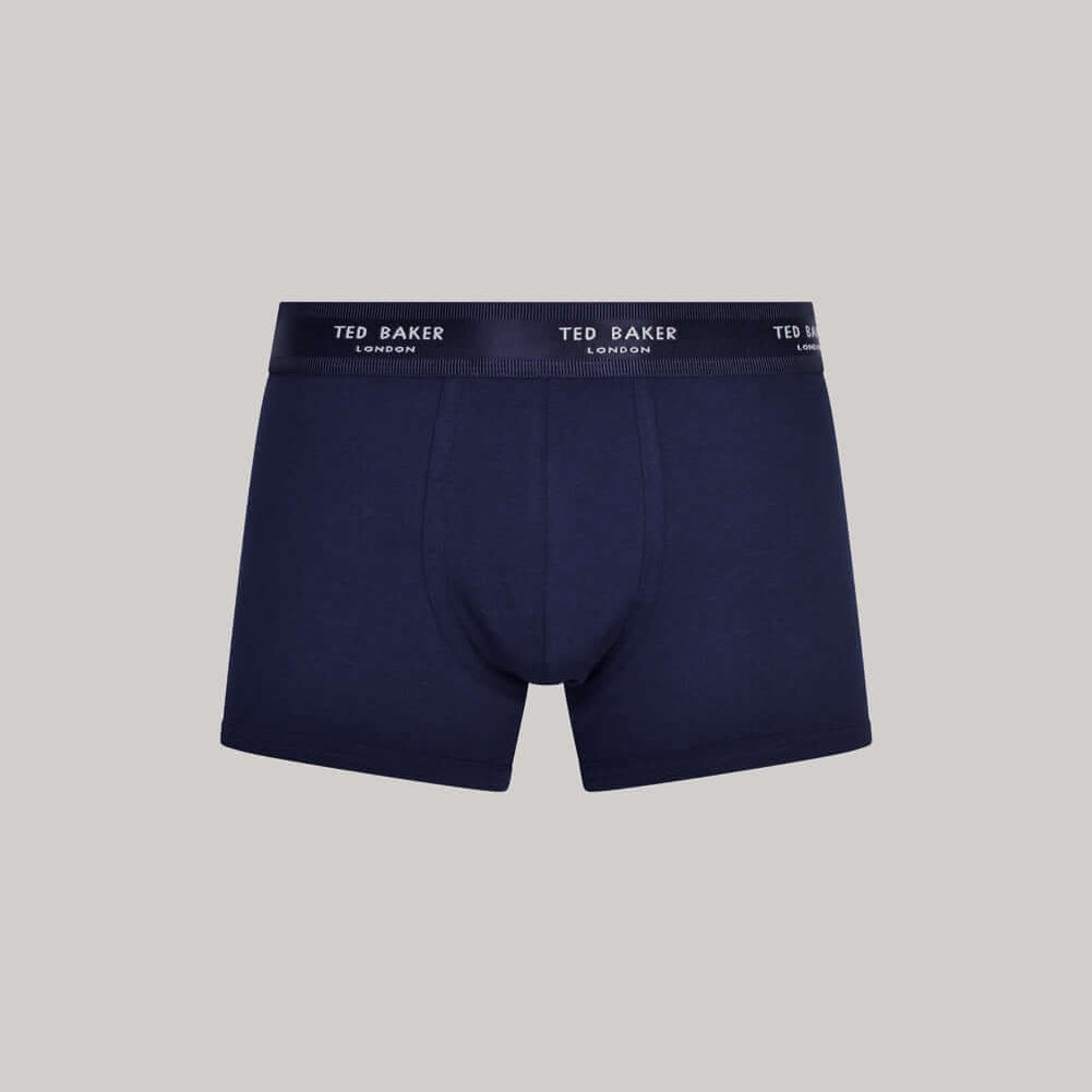 Ted Baker 3 Pack Cotton Stretch Fashion Trunks - Blue/Navy/Fog
