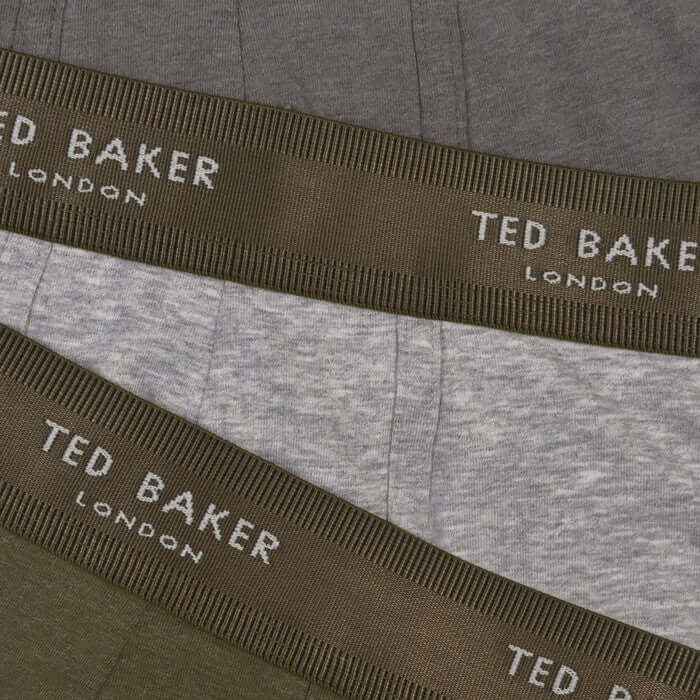 Ted Baker 3 Pack Cotton Stretch Boxer Briefs - Green/Heather/Light Grey