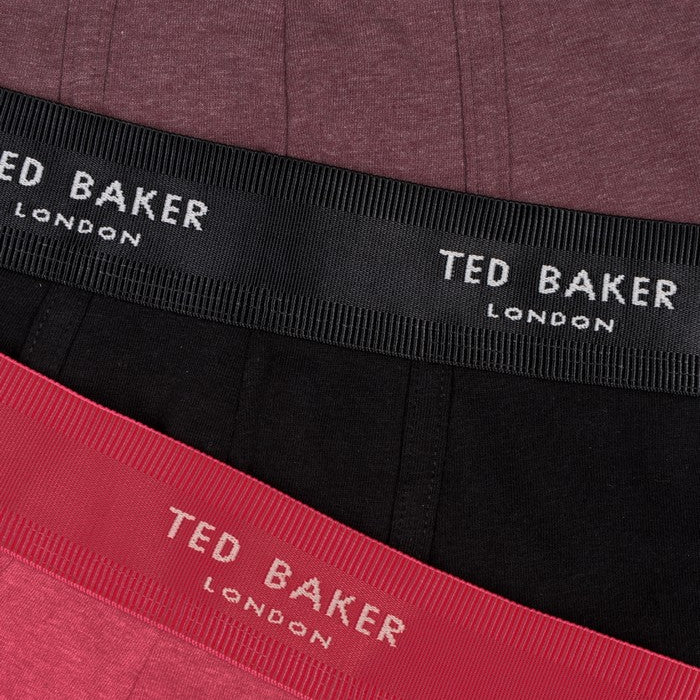 Ted Baker 3 Pack Cotton Stretch Boxer Briefs - Black/Pink/Maroon