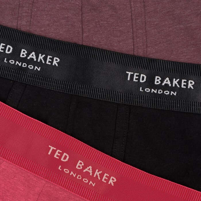 Ted Baker 3 Pack Cotton Stretch Boxer Briefs - Black/Pink/Maroon