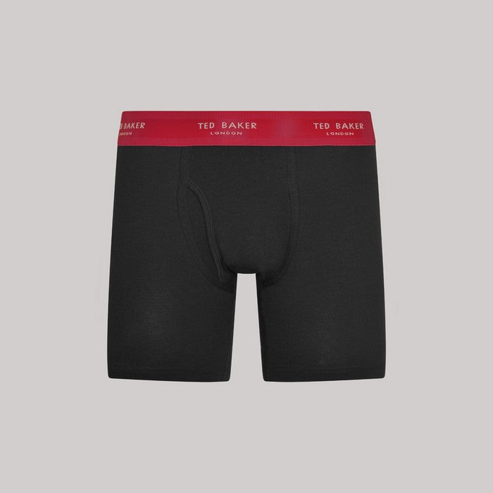 Ted Baker 3 Pack Cotton Stretch Boxer Briefs - Black With Color Waistband