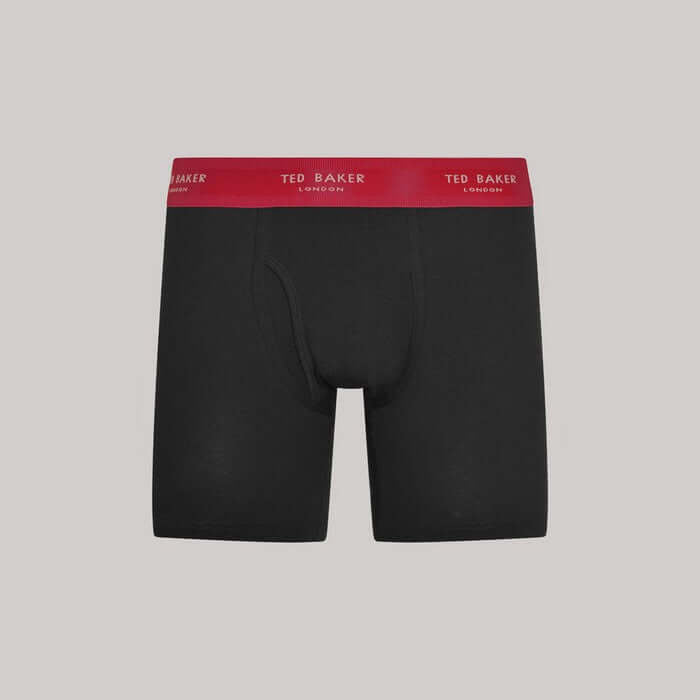 Ted Baker 3 Pack Cotton Stretch Boxer Briefs - Black With Color Waistband