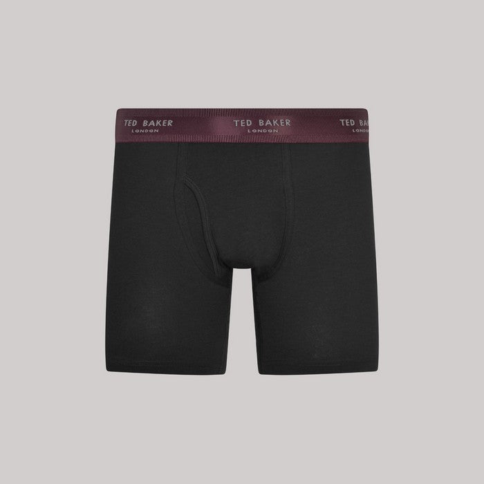 Ted Baker 3 Pack Cotton Stretch Boxer Briefs - Black With Color Waistband