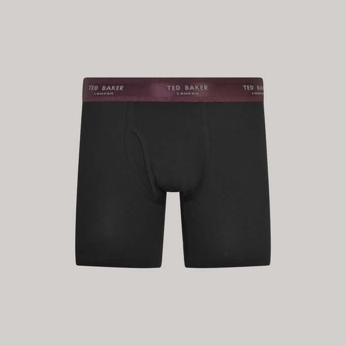Ted Baker 3 Pack Cotton Stretch Boxer Briefs - Black With Color Waistband