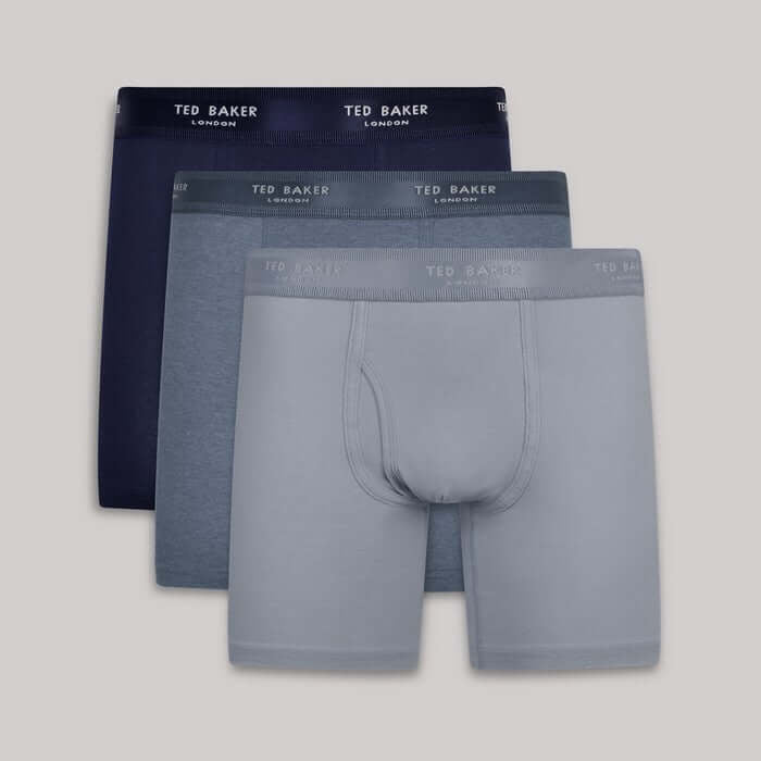 Ted Baker 3 Pack Cotton Stretch Boxer Briefs - Blue/Navy/Light Blue