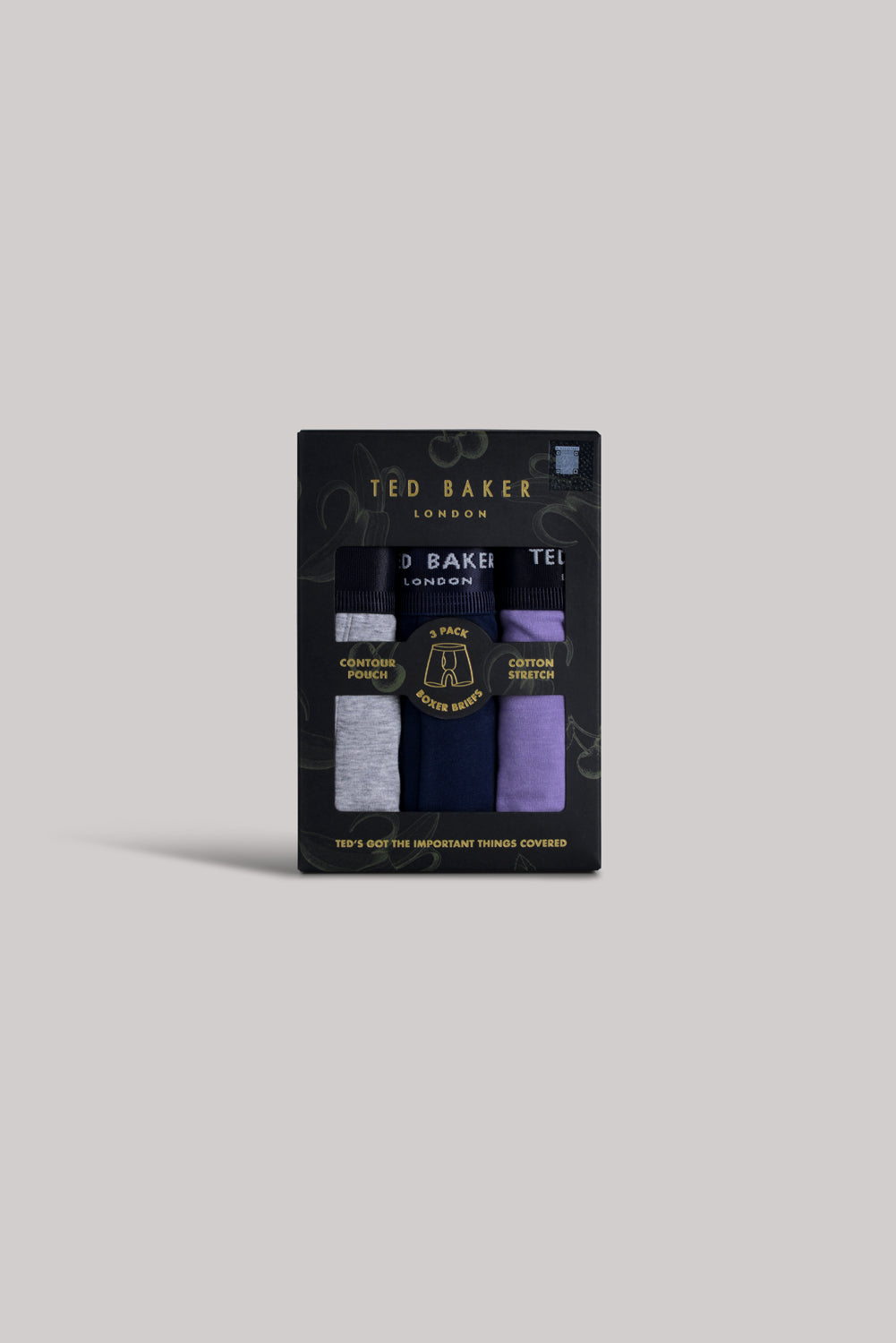 Ted Baker 3 Pack Cotton Stretch Boxer Briefs - Purple/Navy/Grey