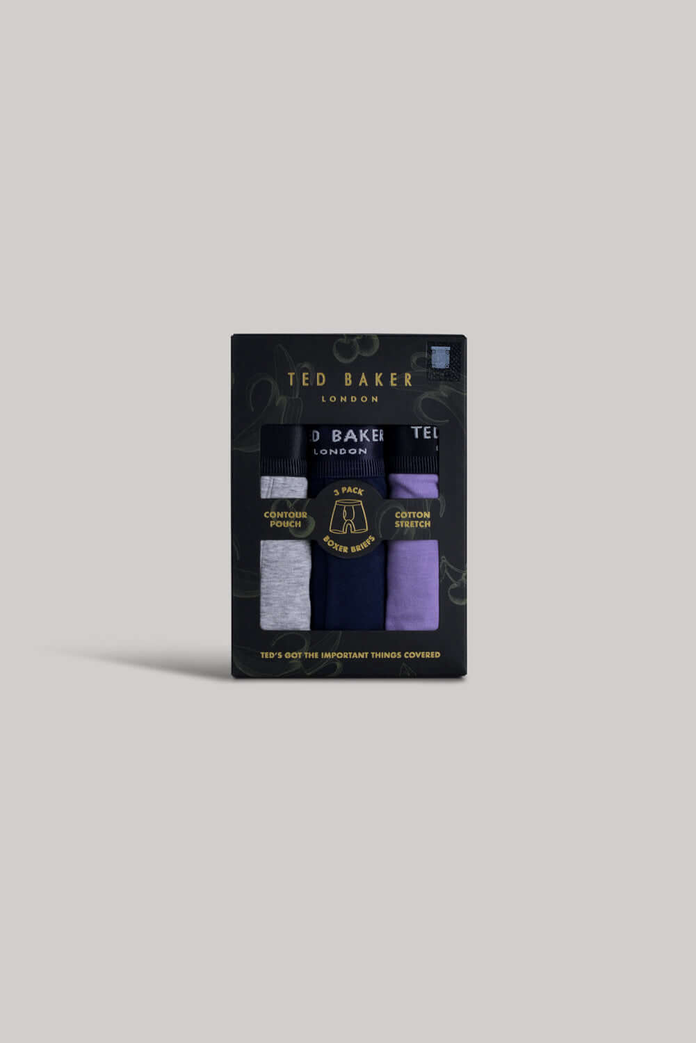 Ted Baker 3 Pack Cotton Stretch Boxer Briefs - Purple/Navy/Grey