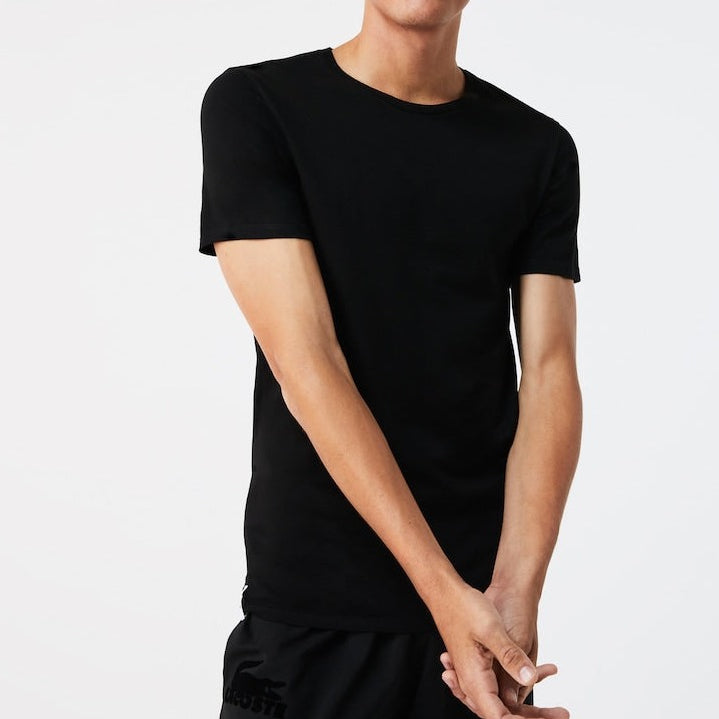 Lacoste Crew Neck Cotton T-Shirt 3-Pack, Black