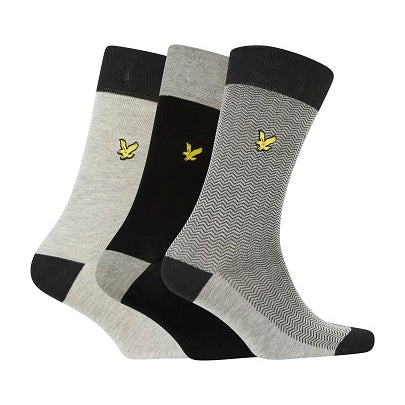 Lyle & Scott Trent 3 Pack Socks - Herringbone/GreyMarl/Black