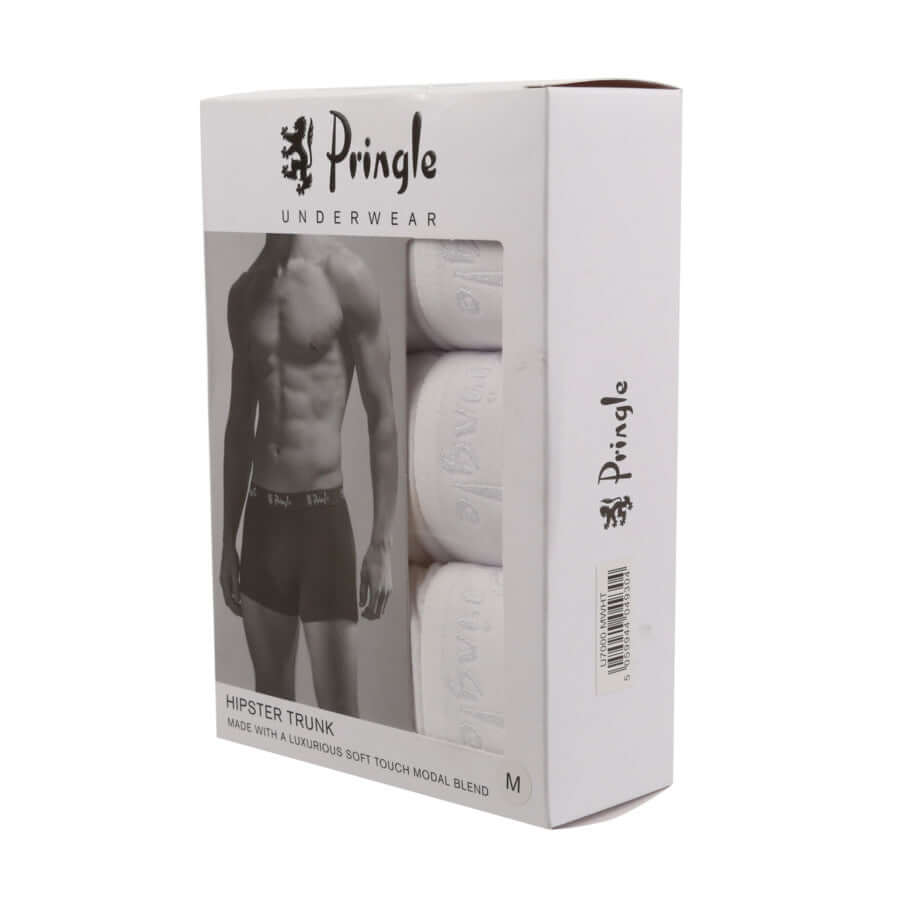 Pringle 3 Pack Modal Stretch Boxer Trunks White – Men’s Soft Touch Hipsters