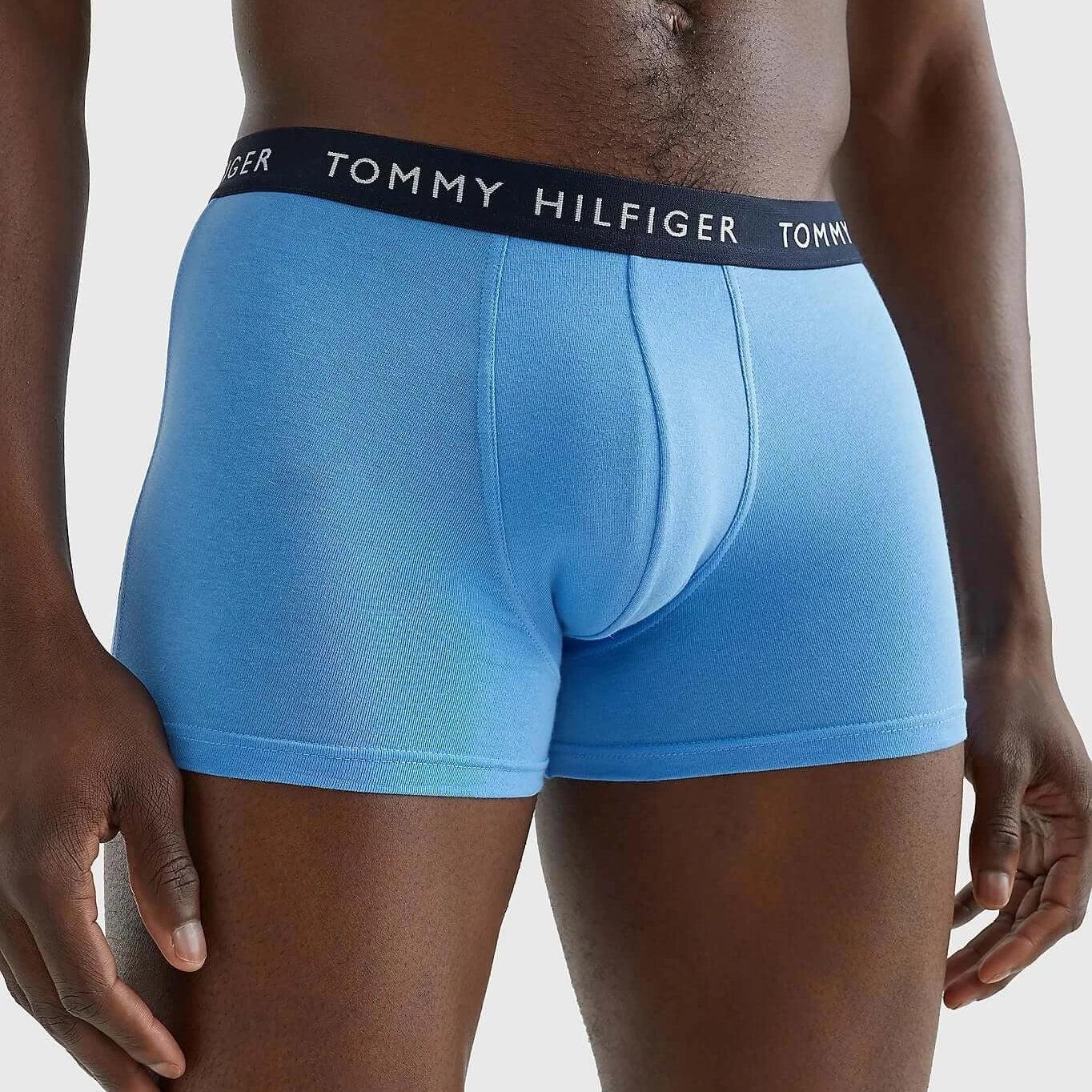 Tommy Hilfiger 3- Pack Essential Logo Waistband Trunks - Army Green/Hydr Blue/Desert Sky