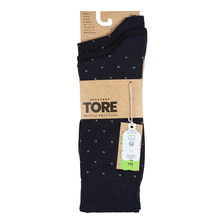 Tore Totally Recycled 100% Men's Pin Dots 3 Pack Crew Socks