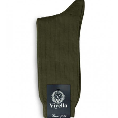 Viyella Men’s Short Merino Wool Socks – Ribbed, Hand Linked Toe, Lovat