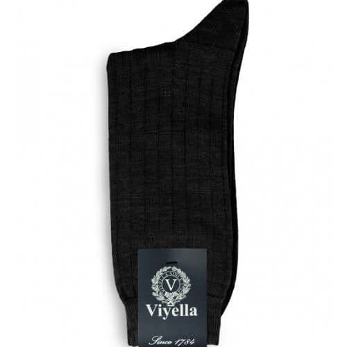 Viyella Men’s Short Merino Wool Socks – Ribbed, Hand Linked Toe, City Grey