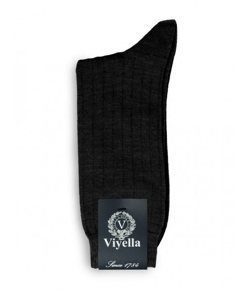 Viyella Men’s Short Merino Wool Socks – Ribbed, Hand Linked Toe, City Grey