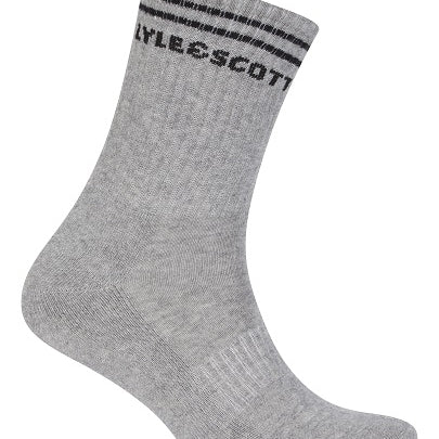 Lyle & Scott Mens Walter 3 Pack Sport Socks - Black/White/Grey