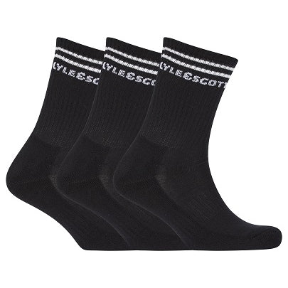 Lyle & Scott Mens Walter 3 Pack Sport Socks - Black