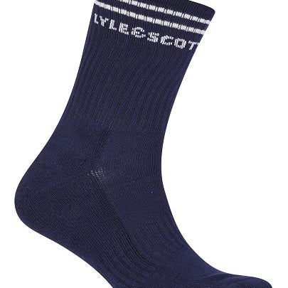 Lyle & Scott Mens Walter 3 Pack SportSocks - Peacoat/White/Blue