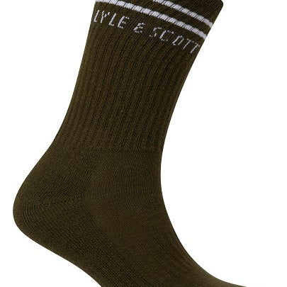 Lyle & Scott Mens Walter 3 Pack Sport Socks - Dark Olive/White/Black